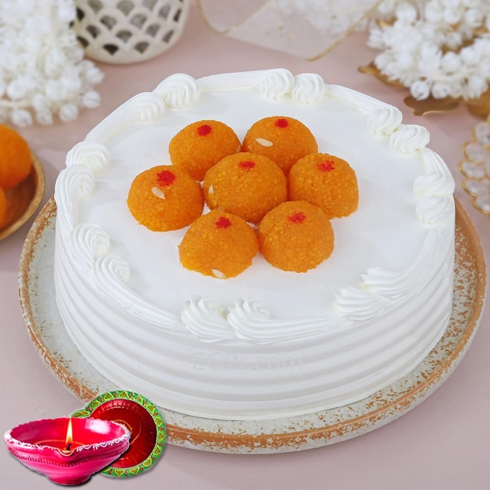 EG2i Laddu Cake for Diwali | Traditional Indian Sweet Fusion Cake | Perfect Festive Gift for Family & Friends | Same Day Delivery | Freshly Made Dessert Celebration Treat