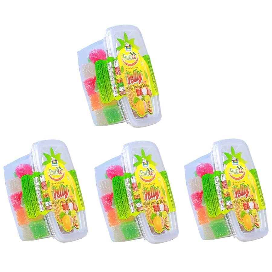 FRUTZEE Sugar Coated Jellies Mixed Fruit Flavour Candy Soft and Juicy Jellies in Assorted Fruity Flavors Kids Favorite Treats Fun Party Snack and Sweet Gifting Delight, 100g Each - Pack of 4