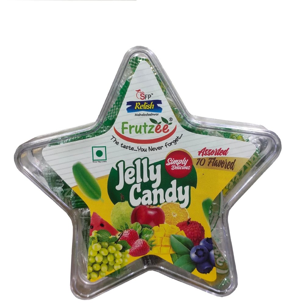 SFP Relish Jelly Sweet Sugar Coated Jelly Candy Star Box Mixed Fruit Flavored Juicy and Tasty Sugar Cubes Colorful Jelly Bites Ideal Gift Pack for Kids and Adults Delicious Fun Treat Box, Pack of 2 - 150 Gram