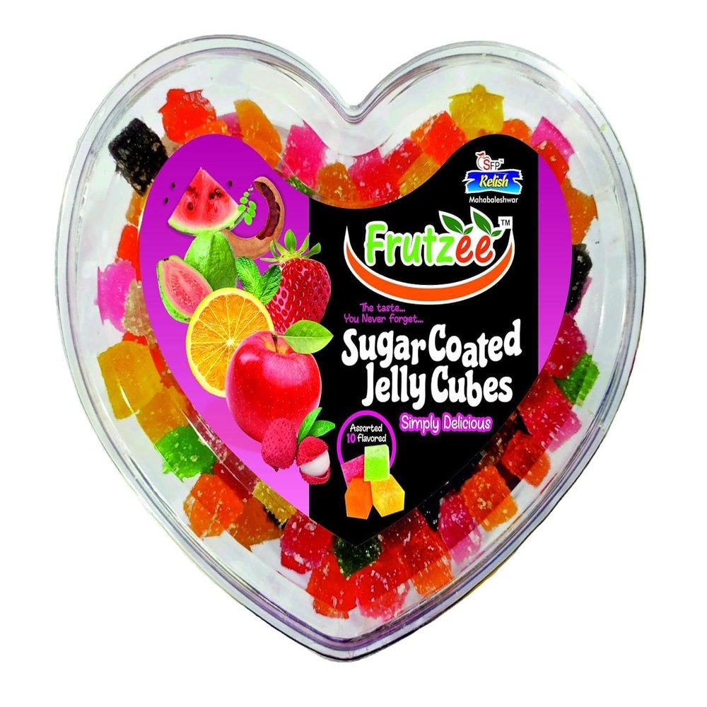 FRUTZEE Mixed Fruit Soft Heart Jelly Candy and Jelly Sugar Coated Beans Combo, Colorful Fruity Chewy Sweets for Kids and Adults Party Snack and Gifting Delight, 400 Gram (Sugar Coated Jelly Pack of 1)