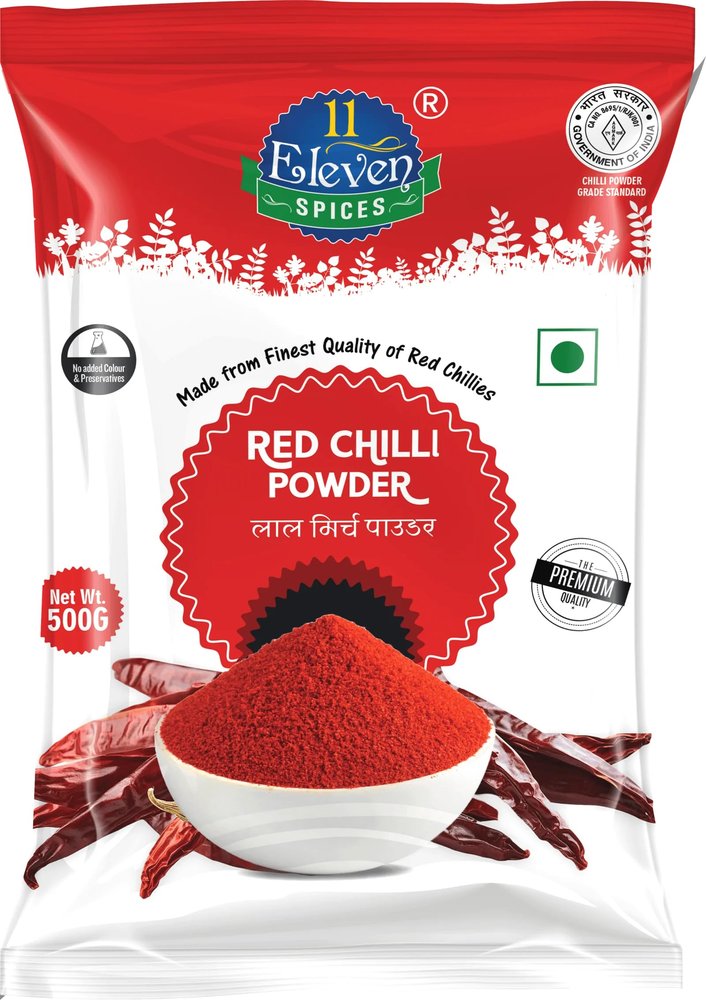 11 ELEVEN SPICES Red Chilli Powder, 500g Pack, Red Hot Chilli Powder with No Added Flavours and Colours | Lal Mirchi Powder, Mirchi Powder