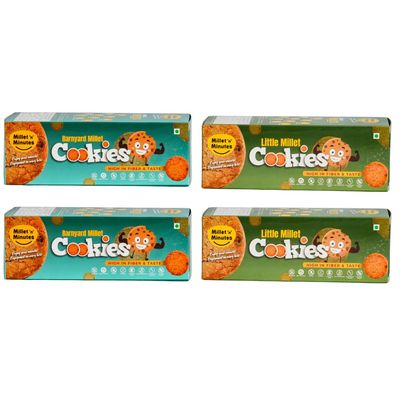 Millet n Minutes Assorted Cookies Pack, High in Fibre, Kodo Millet, Little Millet, Samai, Varagu, 4 Varieties