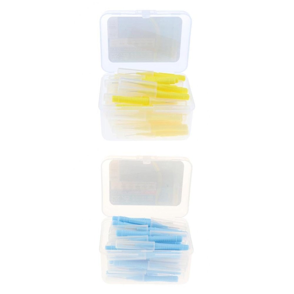BNF Bulk 80x Dental Interdental Brush Tooth Pick Flosser Toothpick Sticks|Health & Beauty | Oral Care | Dental Floss & Flossers|80 Pieces Brushes(40 Pcs Yellow 0.4Mm+40 Pcs Blue 1.0Mm)