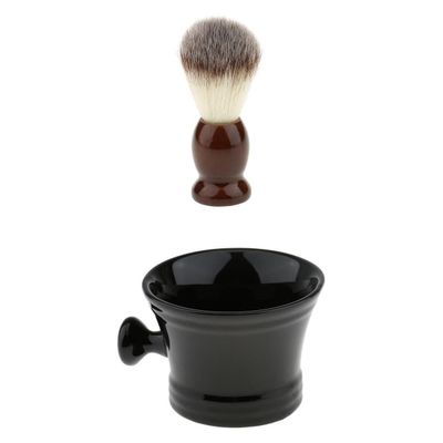 BNF Set of 2 Pieces PVCShaving Brush with Ceramic Mug Cup Bowl Kit for Men|Health & Beauty | Shaving & Hair Removal | Shaving Brushes & Mugs|1X Shaving Brush