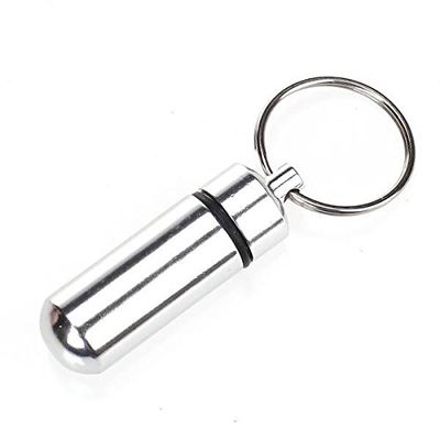 BNF 2x Waterproof 1" Silver Pill Fob Case Box Holder Container Keychain Camp Outdoor|Health & Beauty | Health Care | Pill Boxes, Pill Cases|1 X Pill Fob