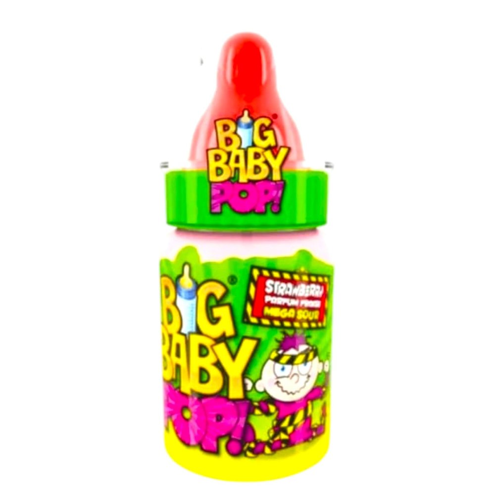 Big Baby Pop Strawberry Mega Sour Hard Candy Lollipop, 32g