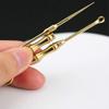 2-in-1 Ear Spoon & Toothpick Tool with Keychain Portable Mini Toothpick Holder, Folding Copper Ear Wax Removal Tool, Brass Ear Picks for Travel, Camping, Picnic, and Daily Use view 2