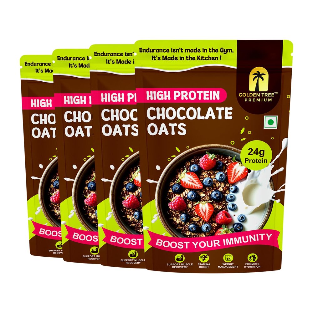 Chocolate Oats - Rolled Oats, Natural Peanut Butter, Cocoa Powder, Nuts & Seeds  24% Protein, Source of Dietary Fibre & Healthy Fats, No Added Sugar (4x1Kg)