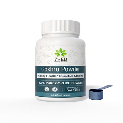 7VED Gokhru Powder | 100g | Pure Tribulus Terrestris | Ayurvedic Herbal Supplement for Vitality, Strength & Wellness | Natural & Sun-Dried | No Additives