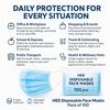 Disposable 3-Ply Blue Face Masks with Fabric Loop - Pack of 100  Comfortable, Secure, and Breathable Protection. (Loop Face Mask) view 3