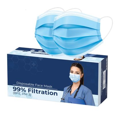 Fabaura 100% Certified Surgical masks, 3 ply mask pollution mask, face mask, Washable, Reusable, Water Resistant Surgical Mask With Nonwoven Fabric Layer (100, Blue)