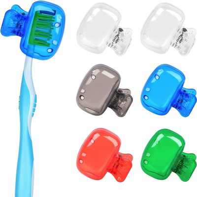 ECHSRT Toothbrush Head Cover Set - Portable Toothbrush Head Protector, Protective Portable Plastic Clip's Toothbrush Cover for Household Travel, Camping, Bathroom - Multicolor (Clips - 6)