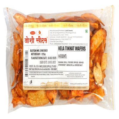 Joshi Sweets Kela Tikhat Wafers Spicy Banana Chips with Red Chilli | Crispy Indian Snack | No Preservatives