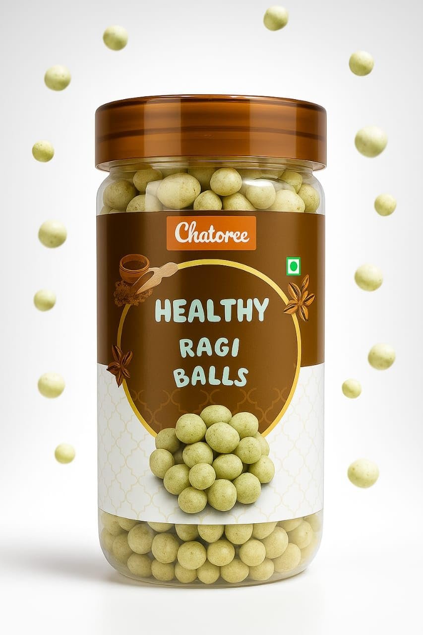 Chatoree Ragi Balls, Healthy Millet Snacks, Puffed Finger Millet, Guilt-Free Snack with No Maida & No Added Colours - 60gm