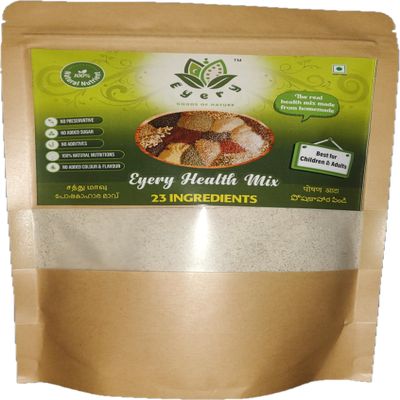 Eyery Natural Health Mix for Kids & Adults | 23 Ingredients Multigrain Powder | No Added Sugar, No Preservatives | Daily Nutrition Drink for Breakfast & Evening Indian Homemade Blend (500g)