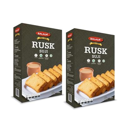 Balasa Suji Rusk | Suji Rusk Toast | Tea Time Rusk | Tea Toast | Premium Handmade | Perfect Teatime Partner | No Preservatives | Pack of 2 (400g)