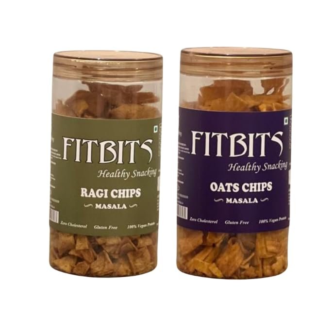 FITBITS Gluten Free Healthy Snacks Combo (Ragi Chips and Oats Chips) - Combined Weight: 300g