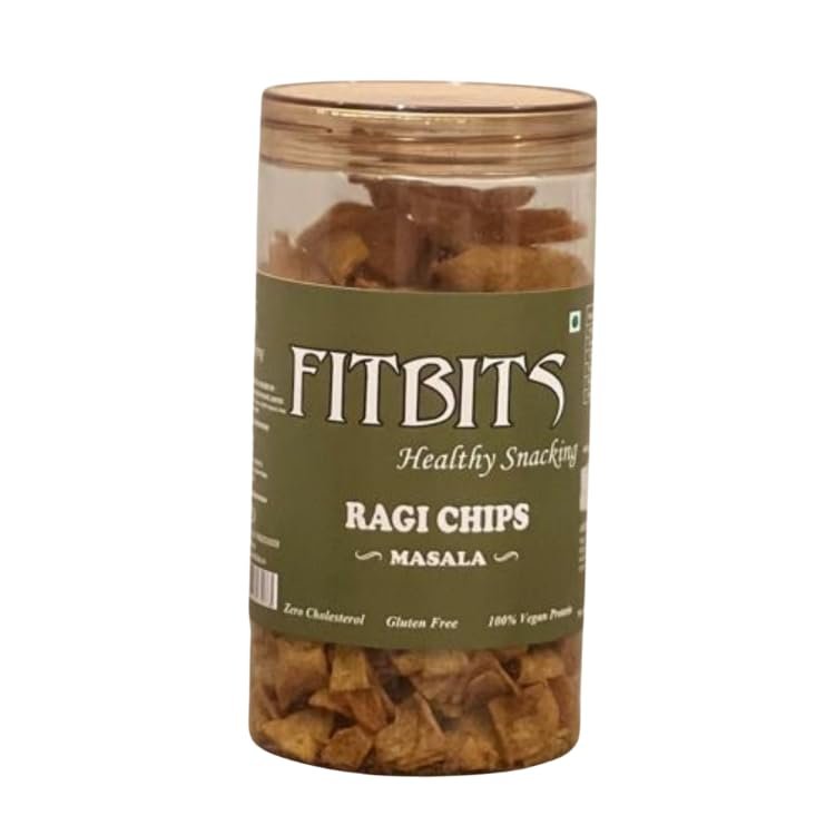 FITBITS Ragi Chips, Masala Flavour, Gluten-Free Healthy Snack, 150g