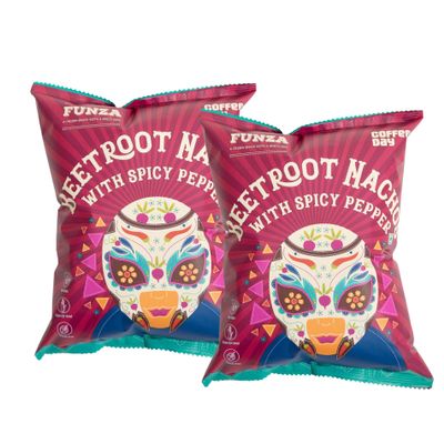 Cafe Coffee day Crunchy Chips ready to eat| Favaroite Snacks (Pack of 6, Betroot Nachos)