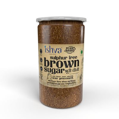 Ishva Natural Brown Sugar  900g Jar | Unrefined & Chemical-Free | Moist, Rich Molasses Crystals for Cooking, Baking, Beverages & Gourmet Desserts | Pure Cane Sweetener