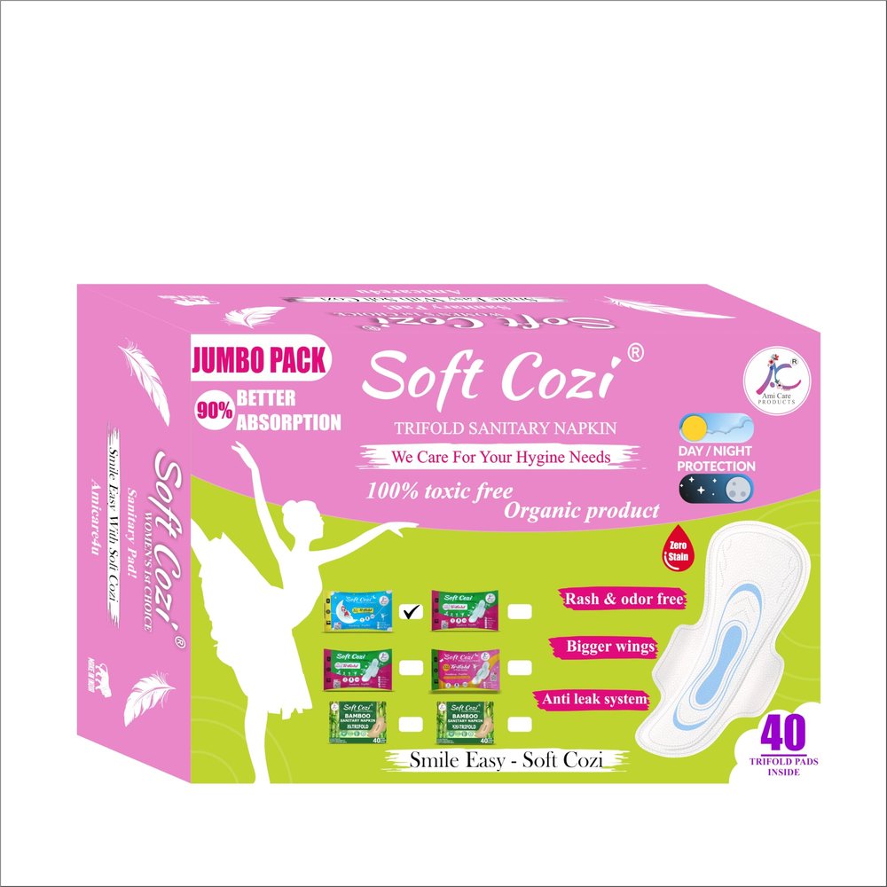 Anion Chip Sanitary Napkins | Trifold Jumbo Pack of 40 Pads | Ultra-Thin, Leak-Proof & Rash-Free | Day & Night Use | Soft Cotton Feel Xl