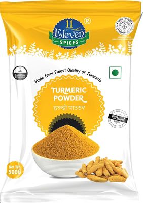 11 ELEVEN SPICES Turmeric Powder | Pure Natural Antioxidant with High Curcumin | No Added Flavours and Colours | Haldi Powder for Cooking, Immunity Booster & Skincare (500 gm)