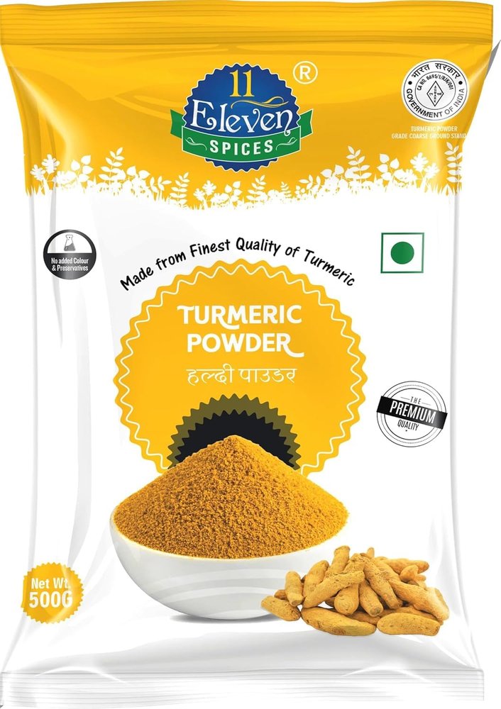 11 ELEVEN SPICES Turmeric Powder | Pure Natural Antioxidant with High Curcumin | No Added Flavours and Colours | Haldi Powder for Cooking, Immunity Booster & Skincare (500 gm)