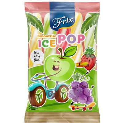 Frix IcePop I Assorted Flavours I Ice Popsicles I Flavours (Mango, Lychee, Green Apple, Grape, Strawberry) - (450ml) Pack of 1