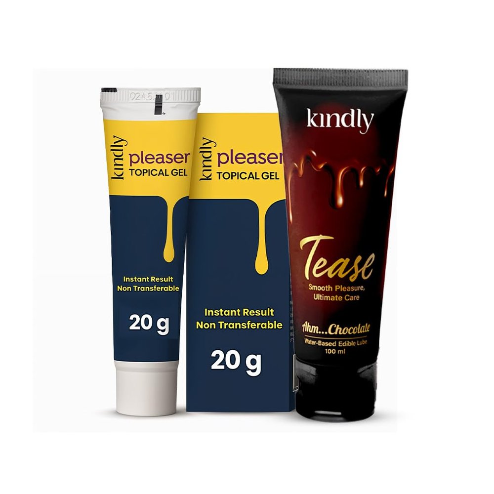 Kindly Health Pleaser Topical Gel | 20 Gm | Non-Transferrable Gel For Men | With Kindly Tease Chocolate Water-Based Edible Lubes for Men, 100 ML  Smooth, Long-Lasting & Skin-Friendly | Non Sticky, Paraben Free, Body Safe
