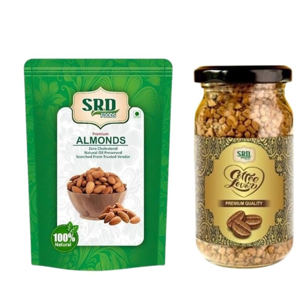 Almond 100gm & Coffee 50gm Combo Pack Natural Premium Almonds & Rich Instant Coffee | Energy Booster Gift Pack