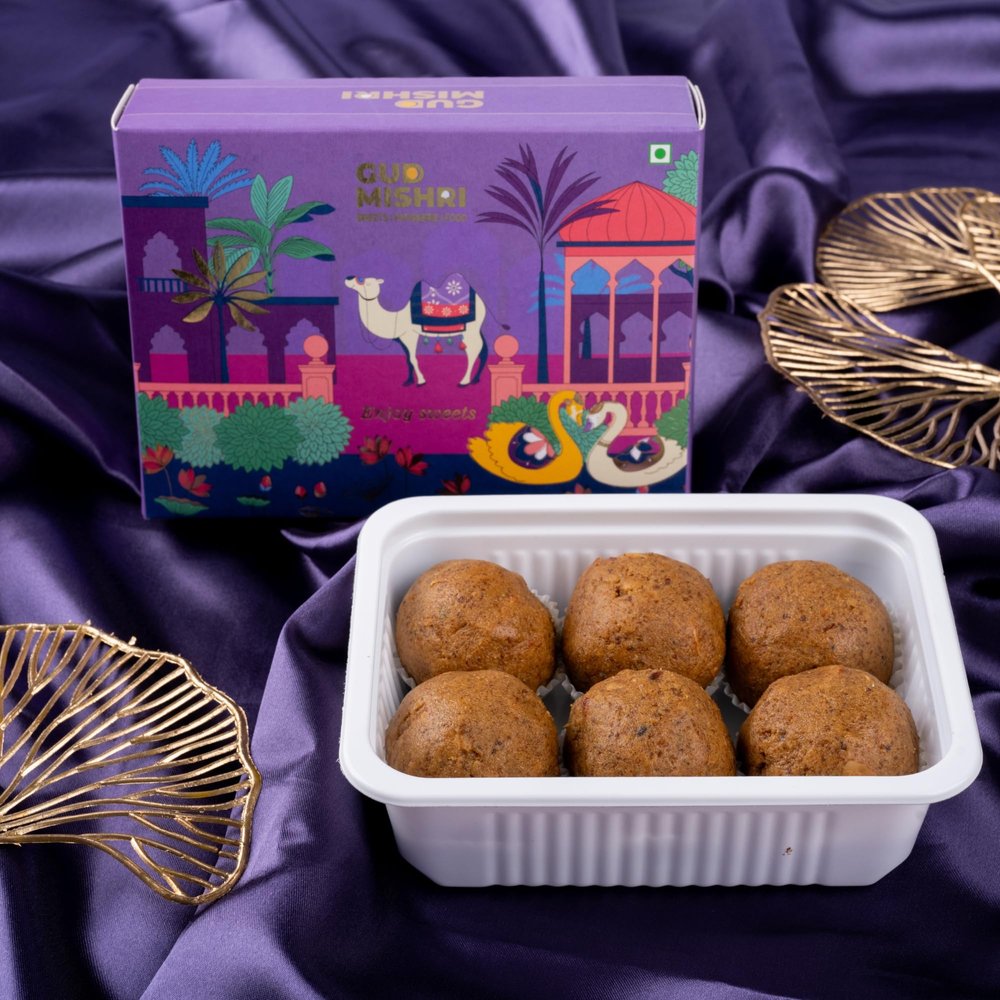 Besan Laddu Gud 250g| Handmade Indian Desi Ghee Mithai | Guilt-Free Treat | No Refined Sugar | No Palm Oil | Traditional Festive Dessert | Healthy Sweet Gift Pack | Festive Gift Hamper