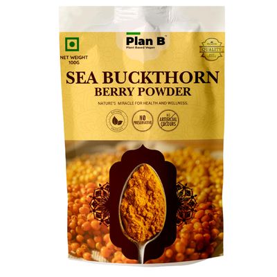 Plan B Sea Buckthorn Berry Powder 100g | Vitamin C Rich Superfood for Skin, Immunity & Detox | Pure, Freeze-Dried, No Additives | Vegan & Gluten-Free Supplement