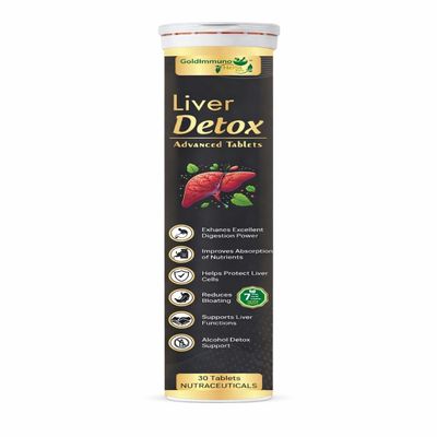 GoldImmuno Herbs Liver Support Supplement, Detox and Cleanse Formula I Milk Thistle With 7 More Ayurvedic Herbs I Supports Liver Health, Digestion & Detox | Helps Reduce Bloating & Improve Nutrient Absorption | For Men & Women | 30 Tablets