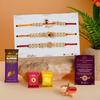 eCraftIndia Set of 3 Rakhi For Brother With Chocolate | Lord Shiv Damru Om Bro Designer Rakhis for Brother Bhaiya Bhai Kids | Rakhi With Chocolate Almond | Raksha Bandhan Greeting Card | Roli Chawal view 1