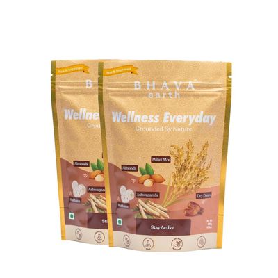 BhavaEarth Wellness Everyday | Sleep & Immunity Booster | Natural Night Drink | 300g | 30 Servings | No Added Sugar | 600g (300g x 2) | Pack of 2