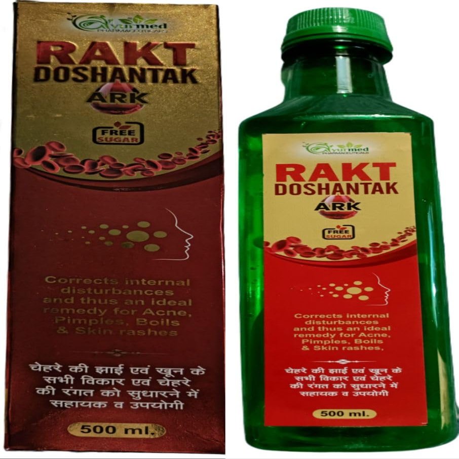 New Rakt Doshantak Ark, 500ml, Sugar-Free Ayurvedic Syrup for Acne, Pimples and Skin Disorders pack of-1