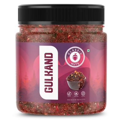 Classic Nuts Gulkand | A Rose Petal Preserve | No Added Sugar | Rose Petal Jam | Good For Gut Health | Sweetened With Raw Sugar (Mishri) (1kg)