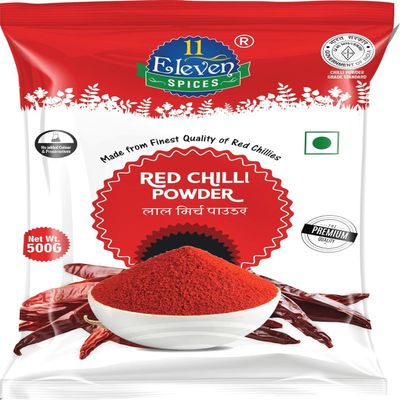 11 ELEVEN SPICES Red Chilli Powder I Hot Chilli Powder with No Added Flavours and Colour I Pure & Natural & Authentic Blend Lal Mirch Powder I Aromatic Indian Spice for Curries & Indian Cooking (500gm)