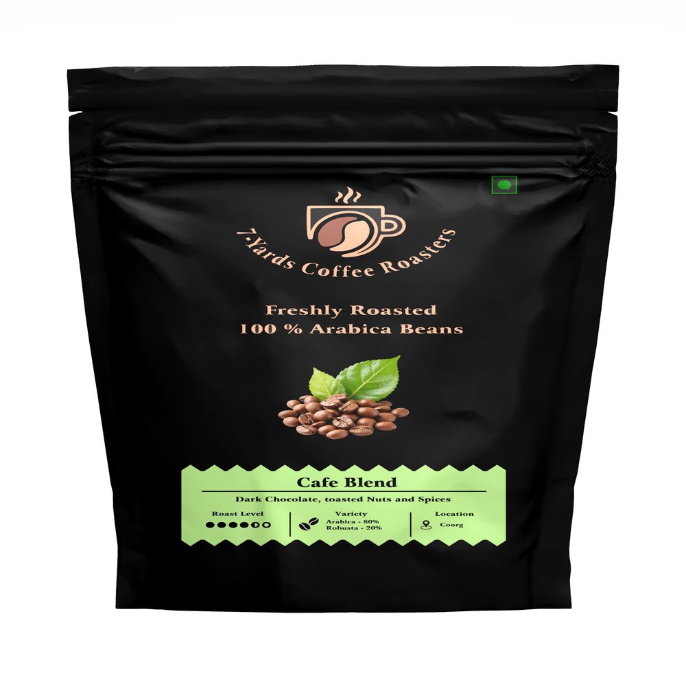 7 Yards Coffee Roasters - Cafe Blend - Dark Roast Coffee Beans (500 gm, Whole Beans)