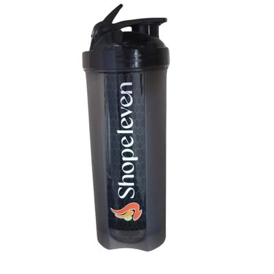Shopeleven Typhoon Black Shaker Bottle 700ml Leakproof Gym Sipper for Preworkout, Protein & BCAAs BPA-Free Plastic