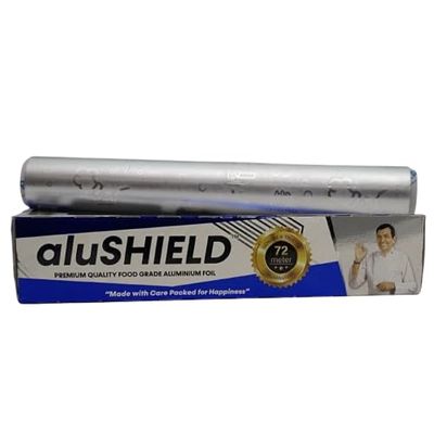 aluSHIELD 72 Meter Aluminum Foil | High Quality Micro-Embossed Foil Roll | 2-in-1, Glossy & Matt Finish.