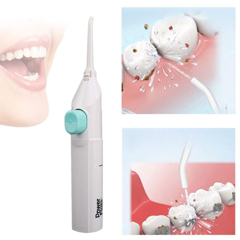 Rugmi Power Floss | Speed Dental Care Water-Jet Flosser | Air Powered Dental Water Jet for Tooth Cleaner