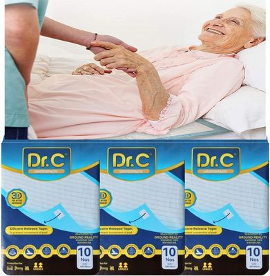 DR C Underpad 60X90 Large Size for Baby Adults, Elders, Patients Bed. Leak Proof with 4 Anti Slip Tape, Superior Absorbency 3D Core Technology, Urine Incontinence Under Pads 1 Pack of 10 Sheets