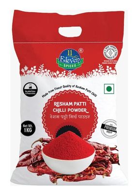11 ELEVEN SPICES Resham Patti Chilli Powder - Pure & Natural Indian Red Chili Powder | Mild Heat & Vibrant Red Color | Masala for Curries, Tandoori, Pickles & Indian Cooking - 1 kg