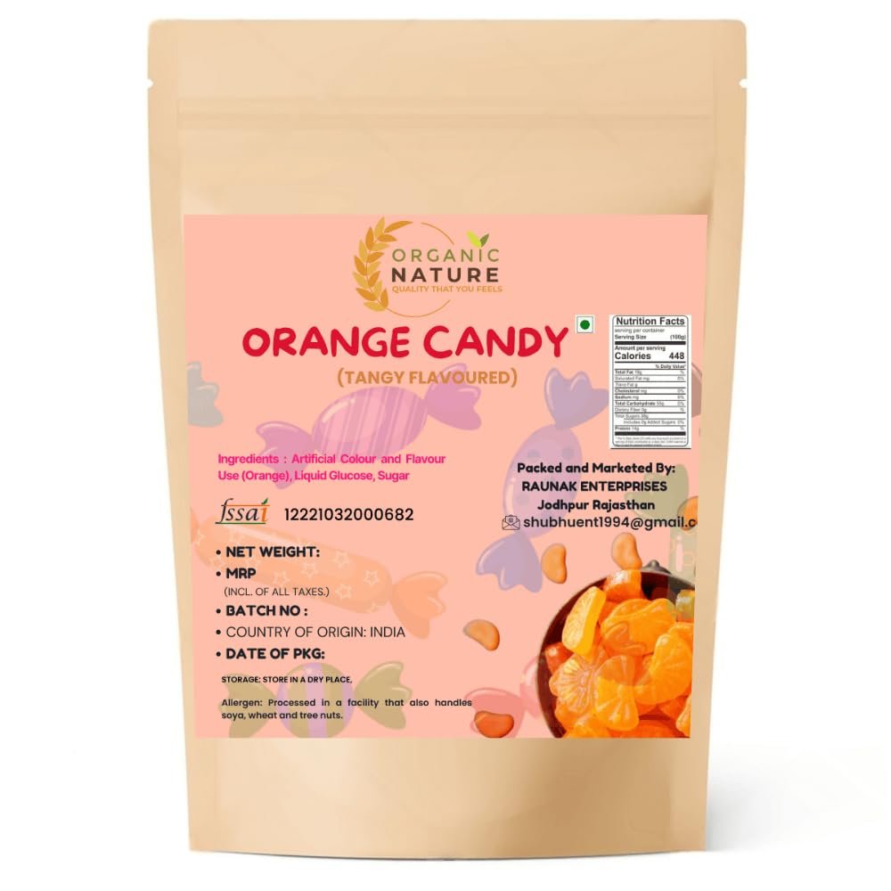 ORGANIC NATURE Orange Candy 400 Grams Sweet & Tangy Flavour | Tasty Toffee for Kids & Adults |