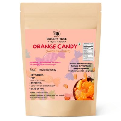 GROCERY HOUSE Orange Candy 400 Grams Sweet & Tangy Flavour | Tasty Toffee for Kids & Adults |