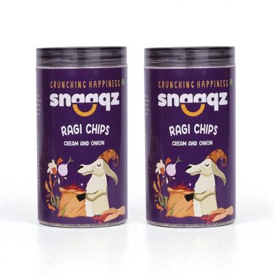 Snaaqz Ragi Chips Cream & Onion Combo | Pack of 2 (150g each) | High Protein Millet Chips | Gluten Free, Vegan, No Palm Oil, Trans Fat Free, Crunchy Healthy Snack Made with Ragi & Natural Creamy Flavors