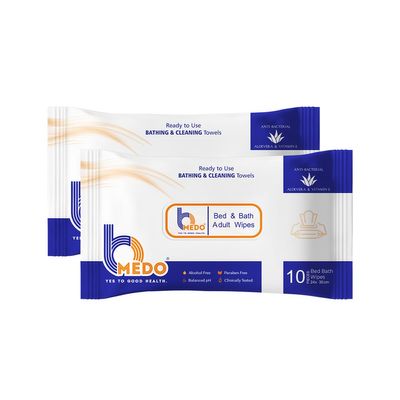 Adult Bath Wipes  Extra Large Body Wipes for Adults, Rinse-Free & Unscented, Disposable Washcloths for Elderly, Camping, Travel. (PACK OF 2 (20 WIPES))