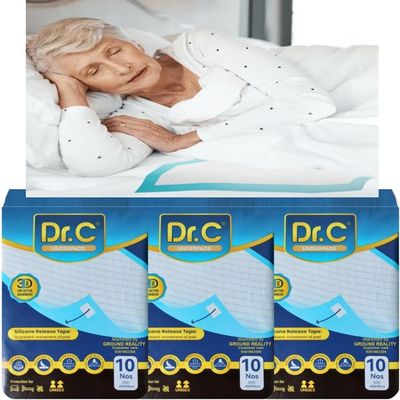 Dr C New 3D Core Disposable Underpad Bed Pad Diaper Changing Mat Urinary Pad for Adults Elder Patients Baby Kids with Non Slip Tape Leak Proof UnderPads Superior Absorbency (1 Pack 10 Sheets)