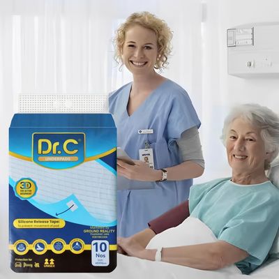 Dr C Ultra Soft 3D Core Disposable Underpad Bed Pad Diaper Changing Mat Urinary Incontinence Pad for Adults Elder Patients Baby with Non Slip Tape Leak Proof Superior Absorbency (1 Pack 10 Sheets)